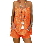 Damen Set aus Polyester | Lässige Passform Zweiteiliges Set | Ärmelloses Top und Shorts mit Elastischem Bund für Sommer und Freizeit | Schmid