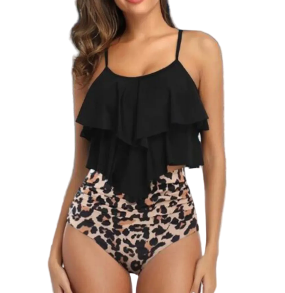 Tankini-Set aus Polyester | Zweiteiliges Tankini mit Hoher Taille und Rüschendetails | Strand- und Poolnutzung | Schmid