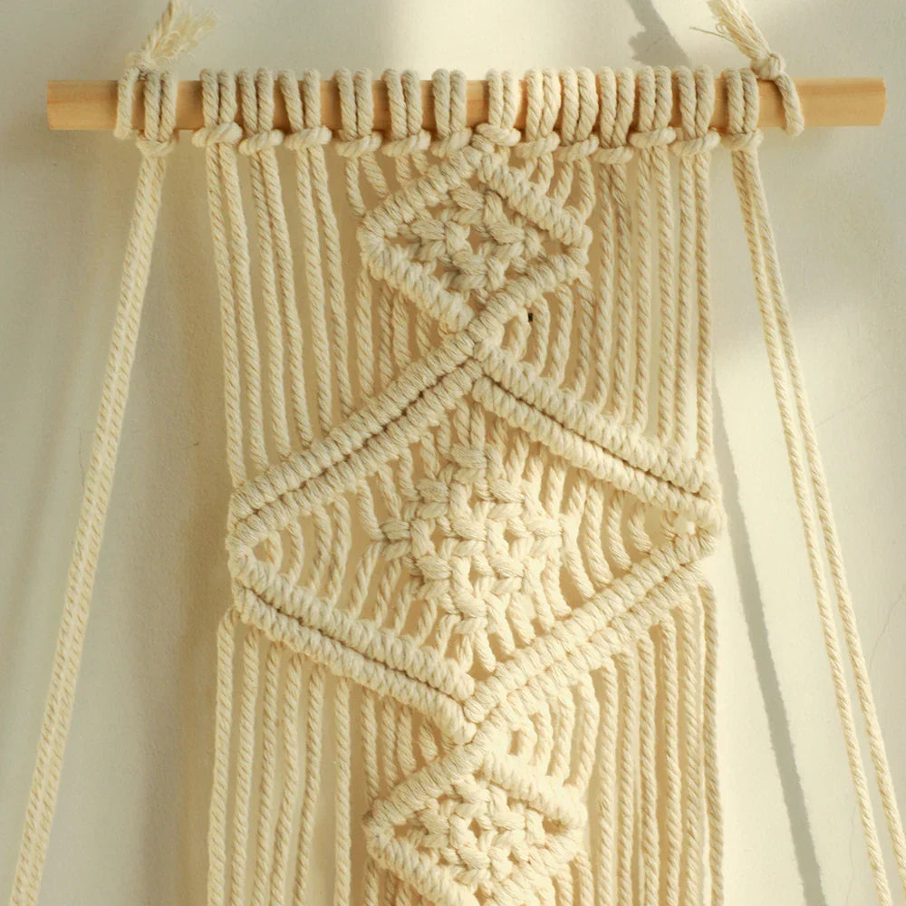 Makramee-Wandregal – Holzregal im Boho-Stil, hängend, 55 × 35 cm