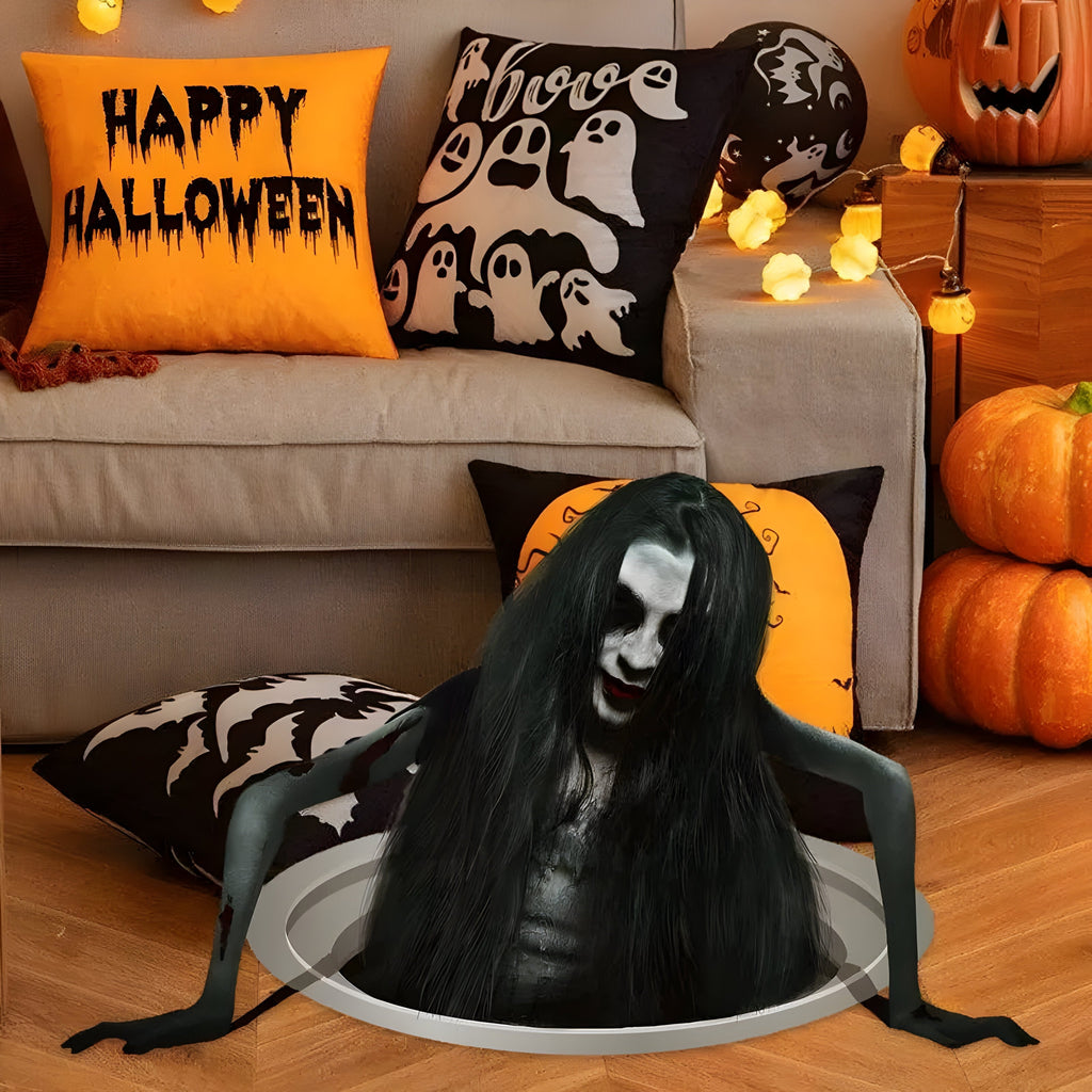 Halloween-Haaraufkleber | Selbstklebend & Abnehmbar | Schwarze Horror-Dekoration für Böden, Fenster & Glatte Oberflächen | Schmid