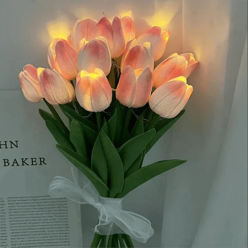 Dekorative LED-Tulpen – künstliche Blumen, 33 cm, für Innen- und Außendekoration