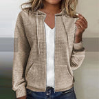 Damen Zip-Hoodie aus Polyester | Kordelzugkapuze & Fronttaschen | Strukturierter Langarm-Layer für lässigen Alltag | Schmid