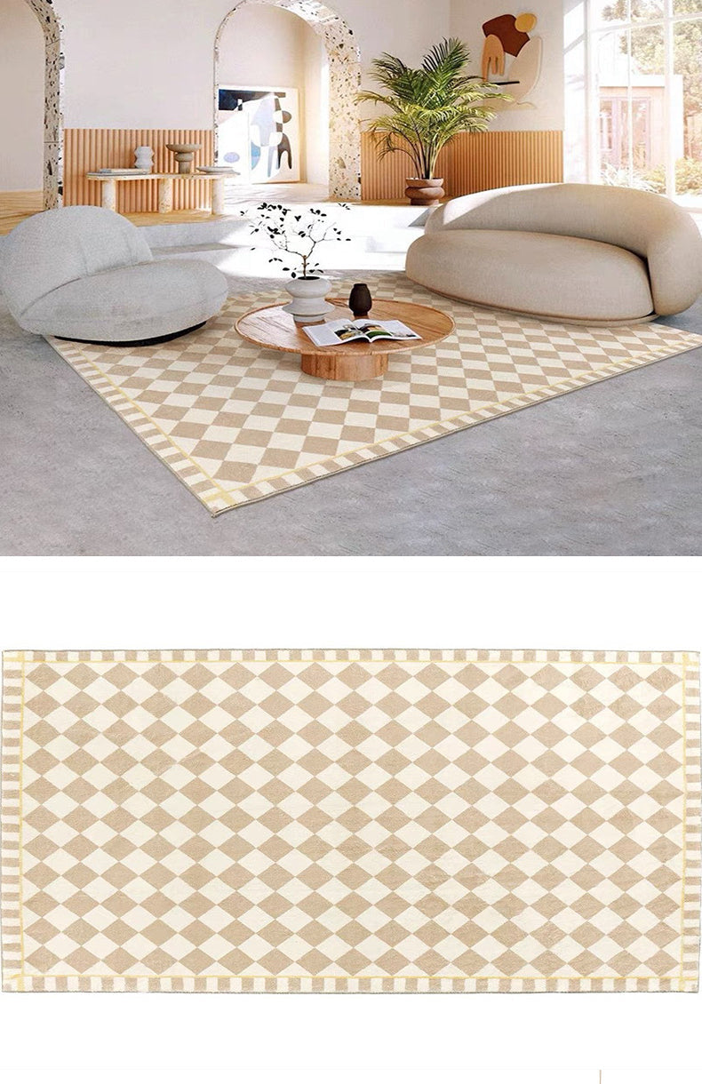 Teppich Aus Kaschmir Mit Schachbrettmuster | Luxuriös & Elegant Für Zuhause