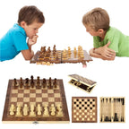 Holz-Schachspiel – Klappbares Schachbrett mit Spielfiguren