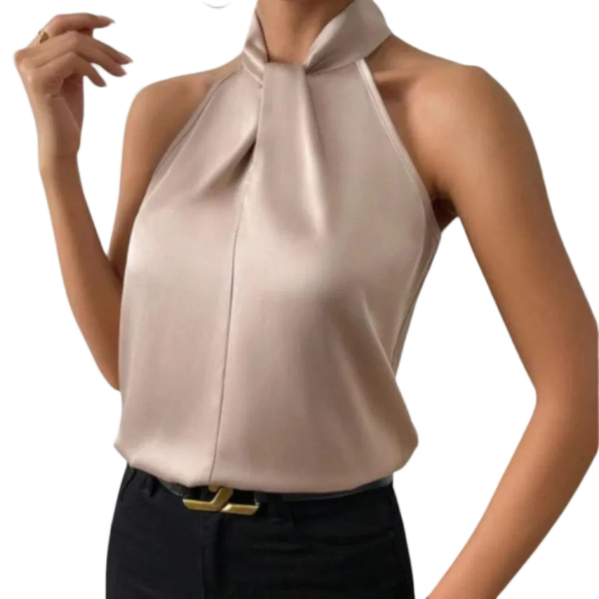 Damen Bluse | Ärmellose Bluse mit Hohem Kragen | Reguläre Passform aus Polyester für Arbeit und Alltag | Schmid