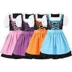Mädchen Dirndl Kleid aus Baumwollmischung | Trachtenkleid mit Schürze und Schnüroberteil | Für Festivals und Themenpartys | Schmid