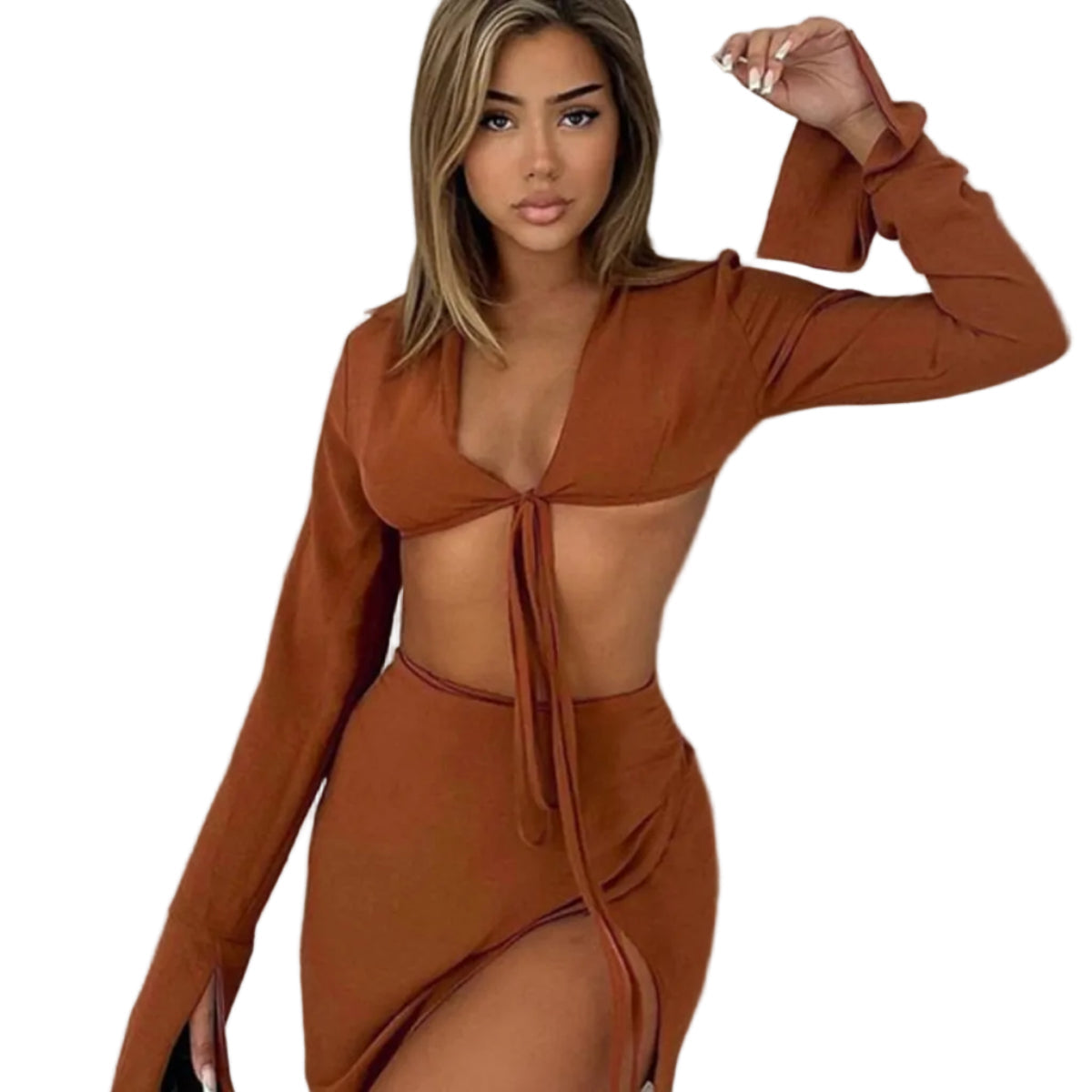 Damen Zweiteiliges Rockset | Crop-Top und Rock mit Schlitz | Urlaub und Sommergebrauch | Schmid