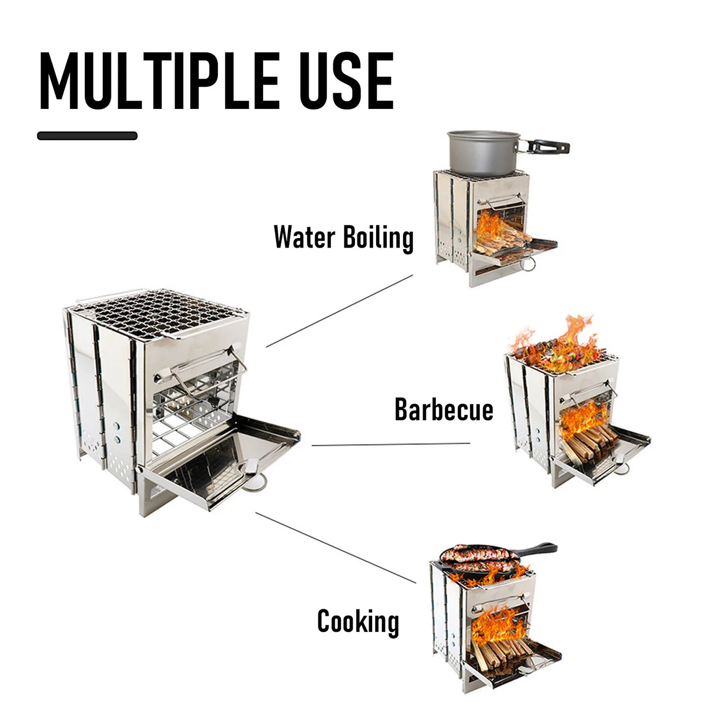 Ecocamp folding wood stove | kochen & grillen ohne strom im freien
