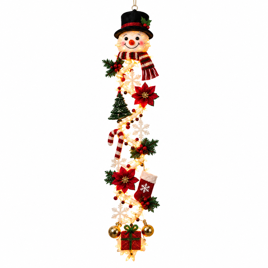 LED-Weihnachtshänger | Stoff- & Kunststoffkonstruktion mit Integrierter Beleuchtung | 50 cm Vertikale Dekoration für Türen & Wände | Schmid