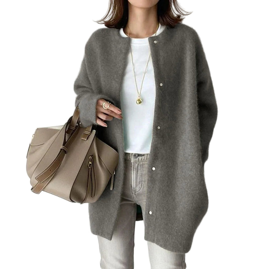 Damen - Cardigan Strickjacke mit Knopfleiste