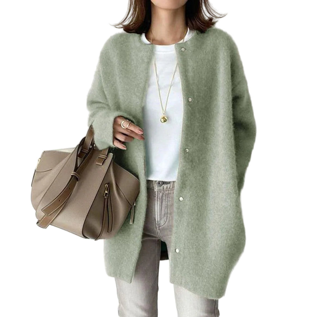 Damen - Cardigan Strickjacke mit Knopfleiste