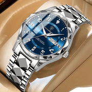 Silberarmband mit blauem Zifferblatt