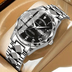 Herrenuhr | Edelstahluhr mit Analogem Quarzwerk | Armbanduhr mit Tag- und Datumsanzeige | Schmid