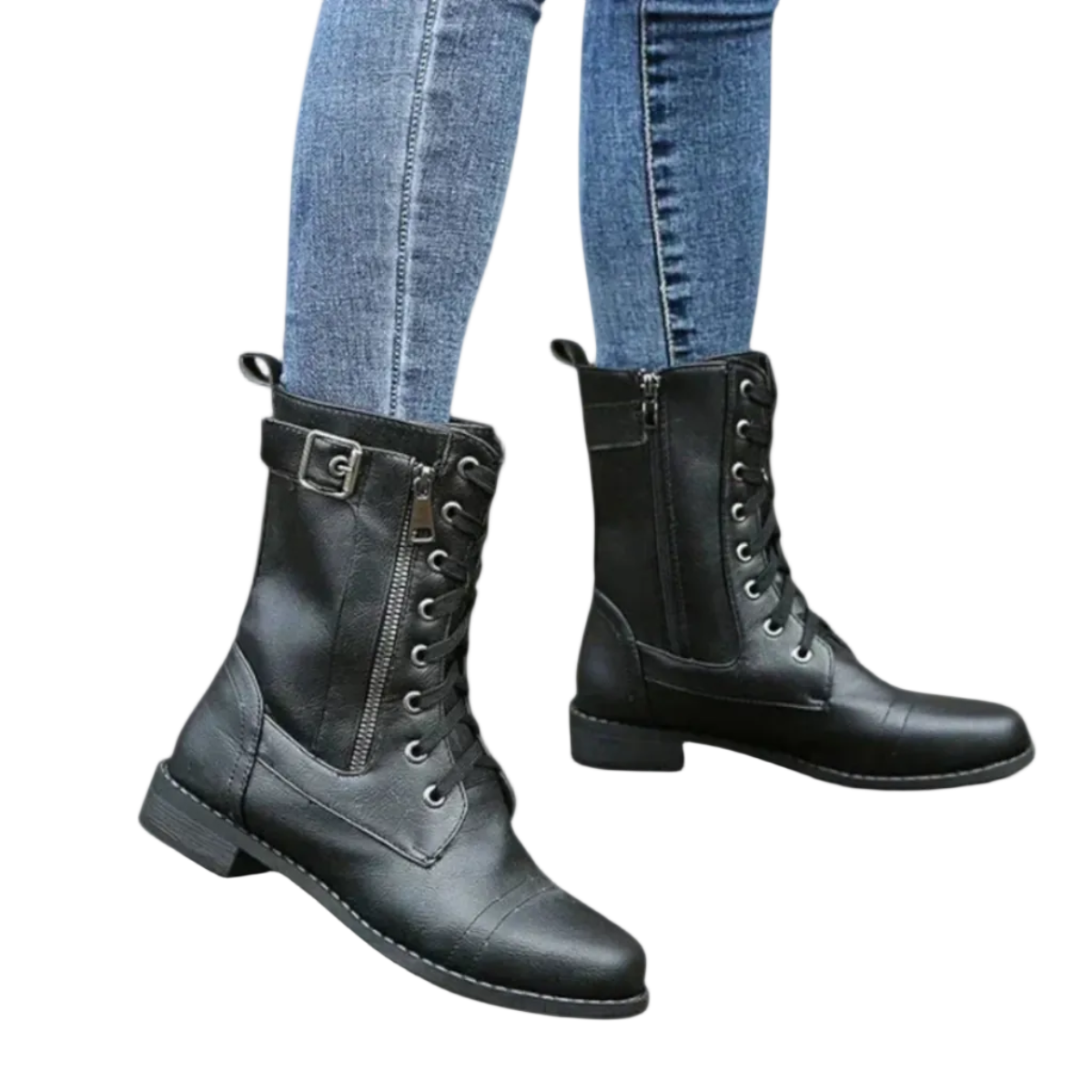 Damen Ankelstiefel aus PU | Schnürstiefel mit Seitenreißverschluss und Blockabsatz | Alltag und Freizeit | Schmid
