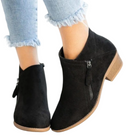 Damen Ankle-Stiefel aus PU | Stiefel mit Runder Spitze und Seitenreißverschluss | Alltag und Freizeit | Schmid