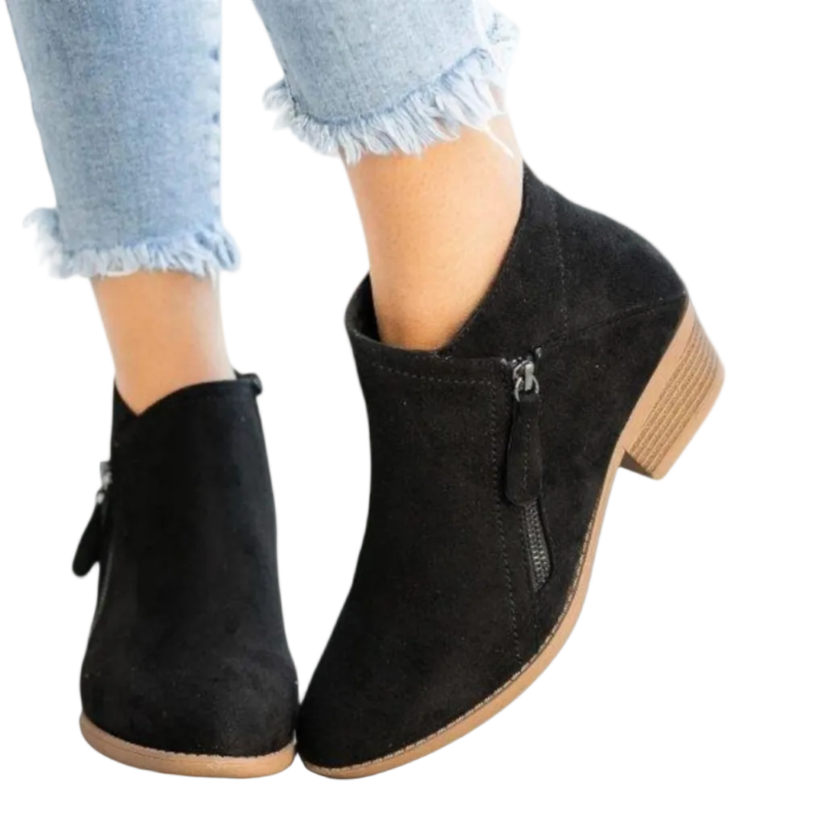 Damen Ankle-Stiefel aus PU | Stiefel mit Runder Spitze und Seitenreißverschluss | Alltag und Freizeit | Schmid