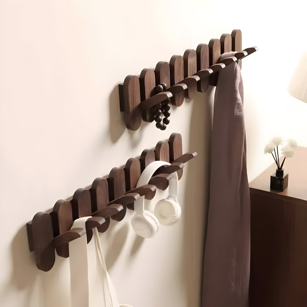 Walnussholz-Wandgarderobe – Garderobenständer mit Haken