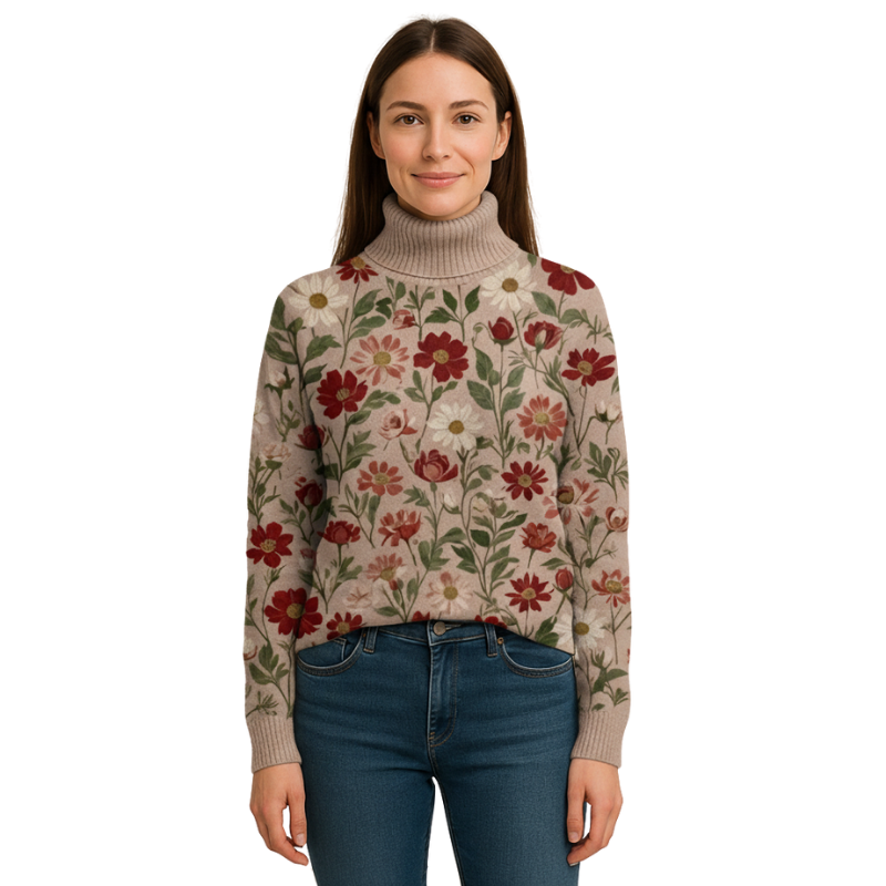 Weihnachtspulli Damen | Mit Blumenmuster Für Festliche Stimmung