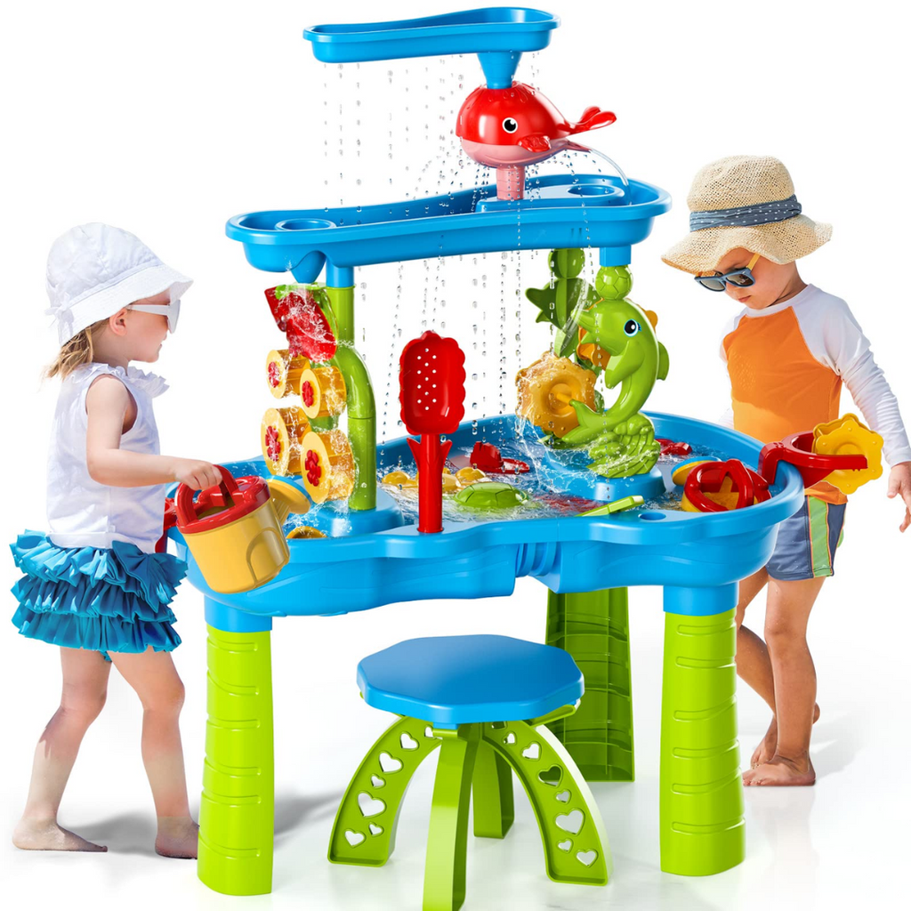 AquaAdventure – Sansevandsbord mit Wasserfall für Outdoor-Spiel