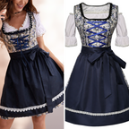 Damen Dirndl Kleid aus Baumwollmischung und Polyester | Midi Trachtenkleid mit Schürze | Blumenmuster für Festivals und Themenpartys | Schmid