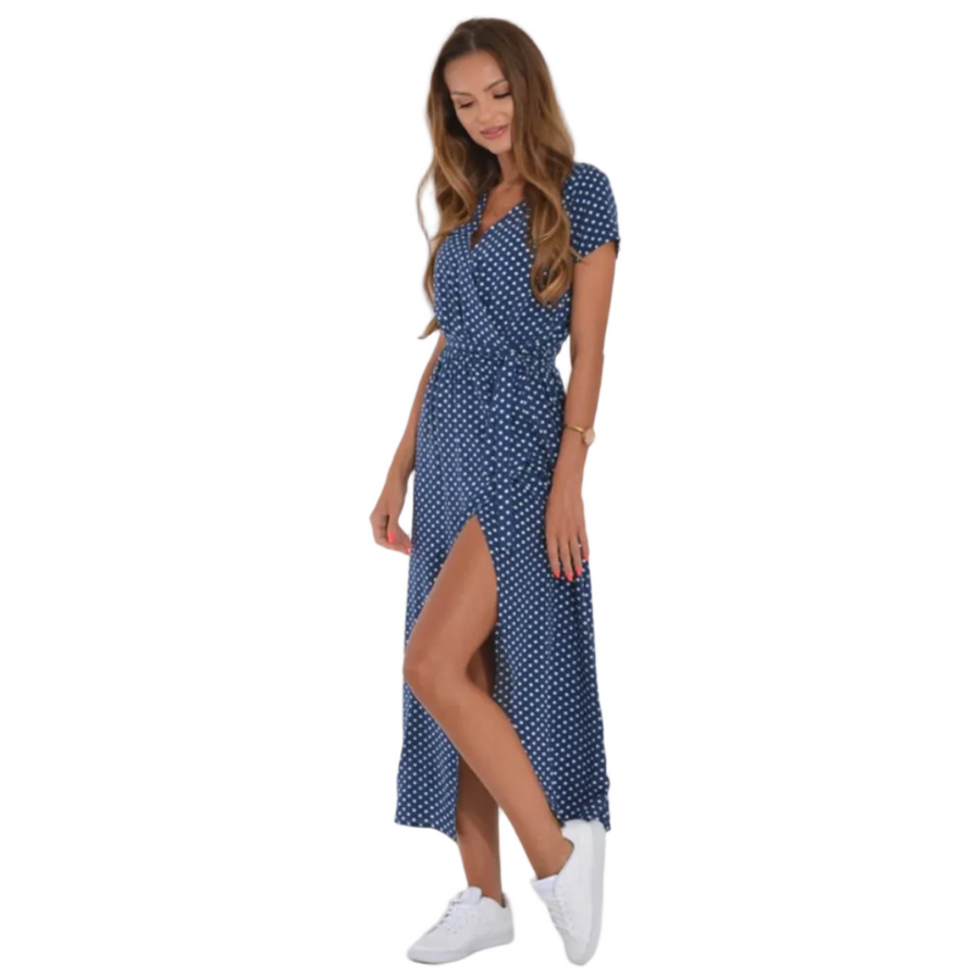 Damenkleid aus Polyester | Lässiger Schnitt Kleid mit Leichter Konstruktion | Sommer- und Alltagsnutzung | Schmid