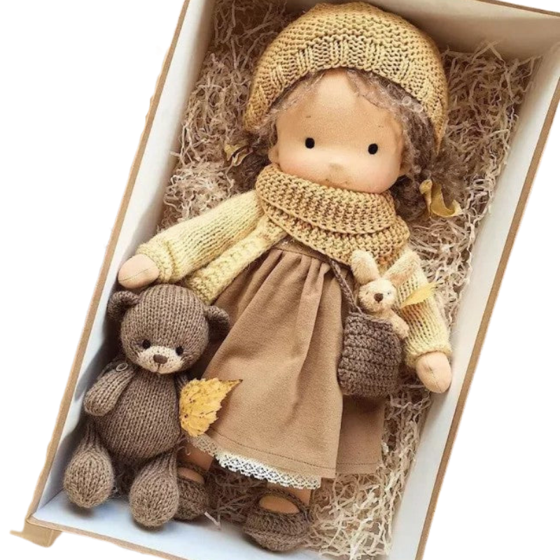 Süße Handgemachte Waldorfpuppe | Klassisk Lek- Och Dekorationsdocka För Barn