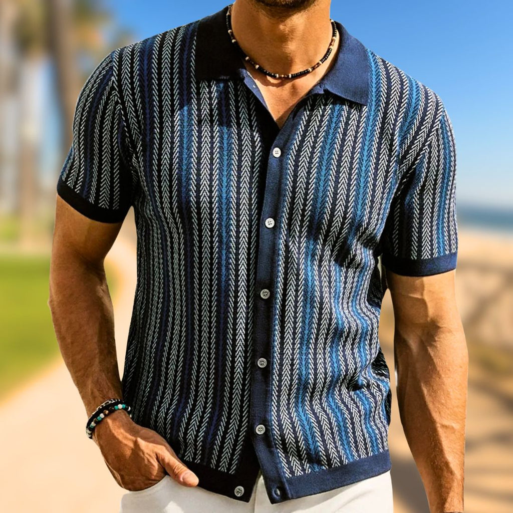 Herren-Polo | Polohemd mit Regulärer Passform und Chevronmuster | Sommerliche Freizeitkleidung | Schmid