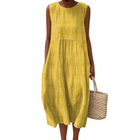 Damen Ärmelloses Kleid | Bedrucktes Polyester Kleid | Reguläre Passform für Alltag und Freizeit | Schmid