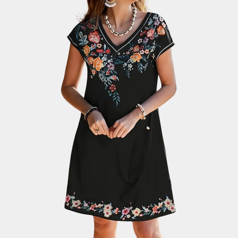 Sommerkleid aus Leichtem Stoff | Locker Geschnittenes Damenkleid mit Blumendesign für | Alltag und Warme Tage | Schmid