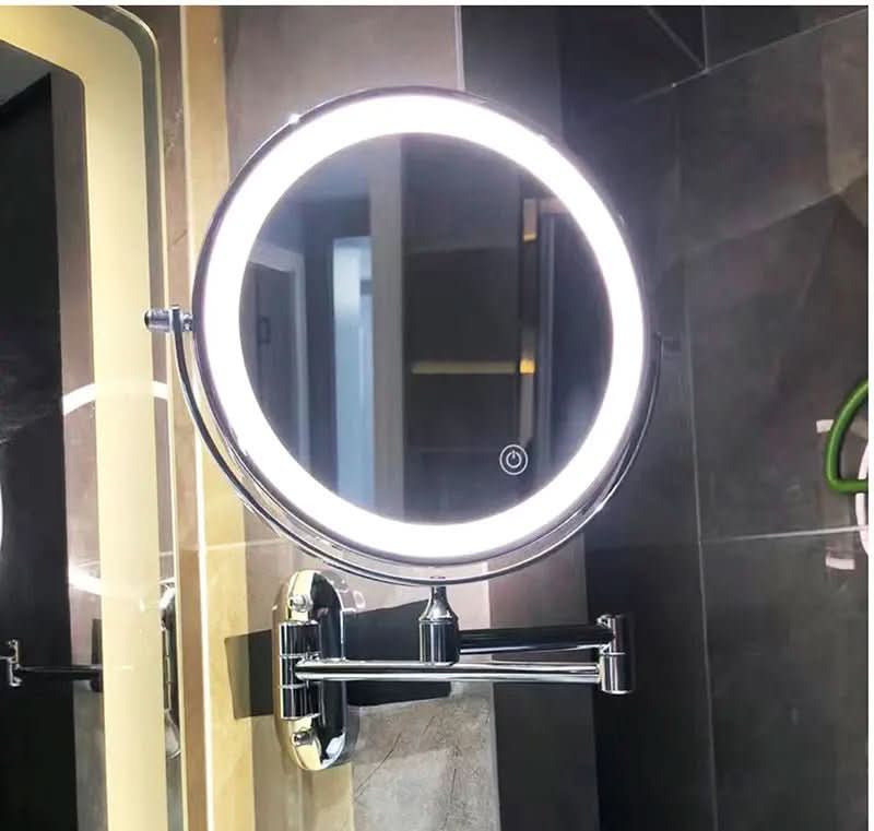 Vergrößerungsspiegel | LED-Wandspiegel mit Touch-Dimmung | Wiederaufladbarer Kosmetikspiegel | Schmid
