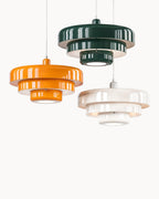 Mid-Century Pendelleuchte – Aluminium und Eisen, E27, höhenverstellbar, Ø35 cm
