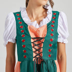 Damen Dirndl Set aus Mischgewebe | Reguläre Passform Trachtenkleidung | Bestickte Schürze mit Schnürung für Oktoberfest | Schmid