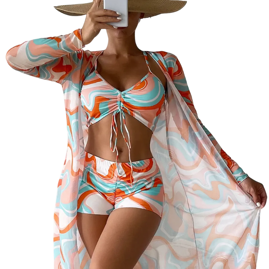 Marisse - Dreiteiliges Bikini-Set – Hohe Taille mit Cover-Up