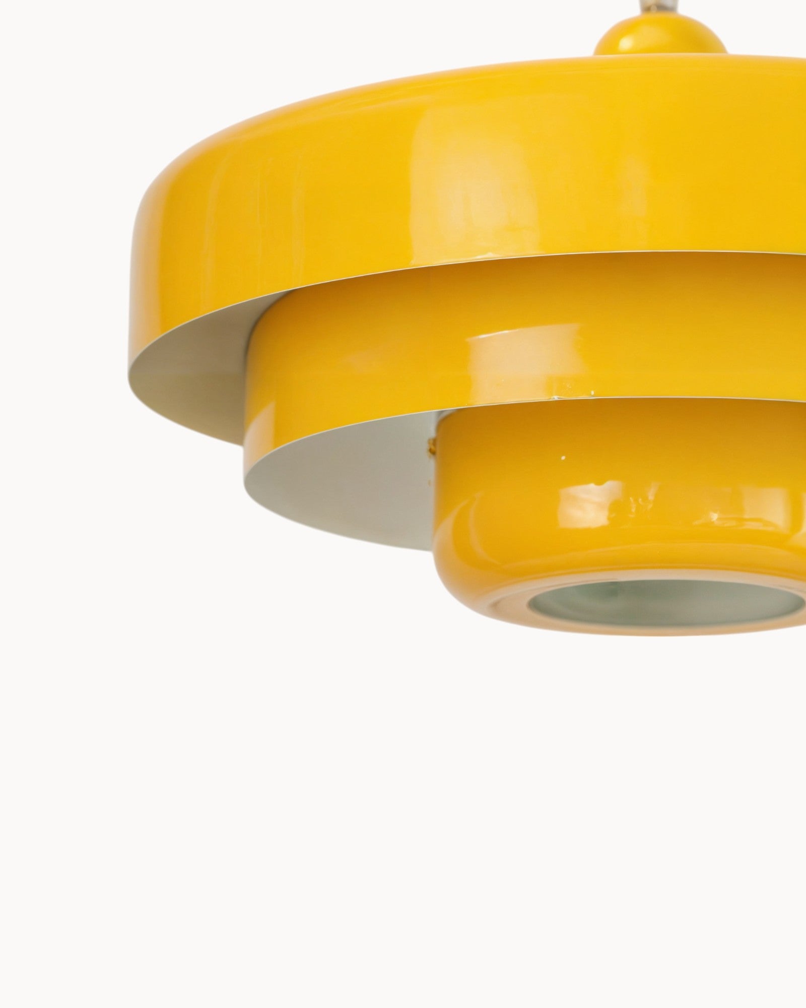 Mid-Century Pendelleuchte – Aluminium und Eisen, E27, höhenverstellbar, Ø35 cm