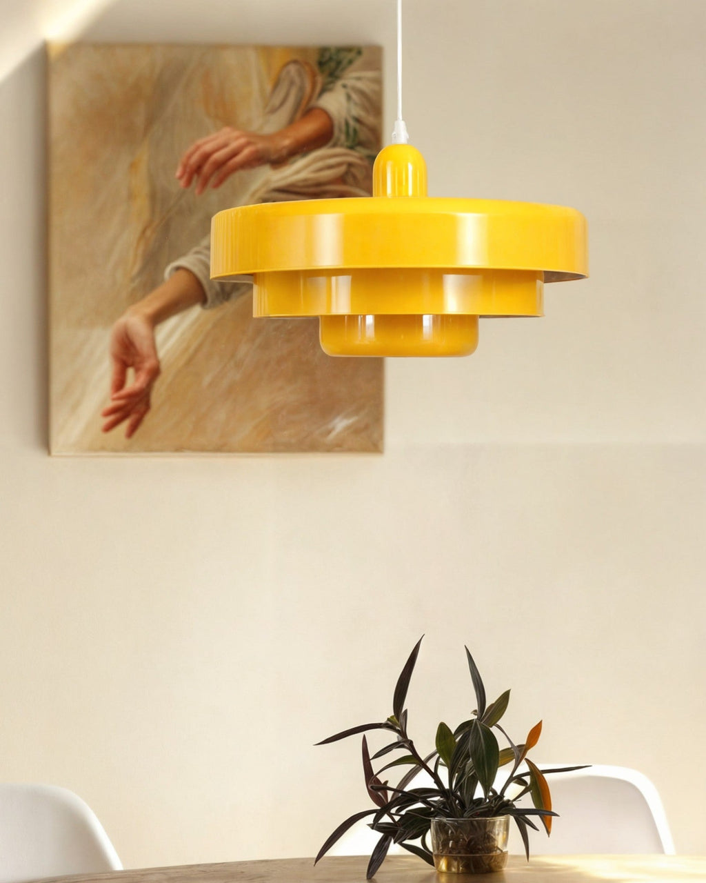 Mid-Century Pendelleuchte – Aluminium und Eisen, E27, höhenverstellbar, Ø35 cm