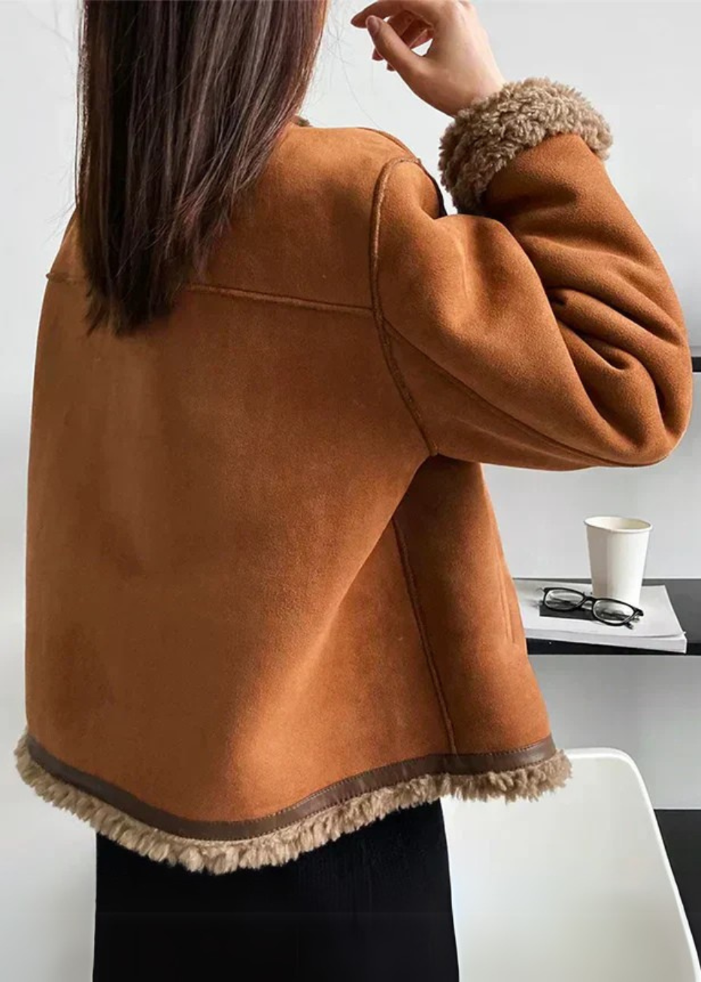 Ruby Jacke mit Shearling‑Futter – Damen Langärmlige Außenjacke