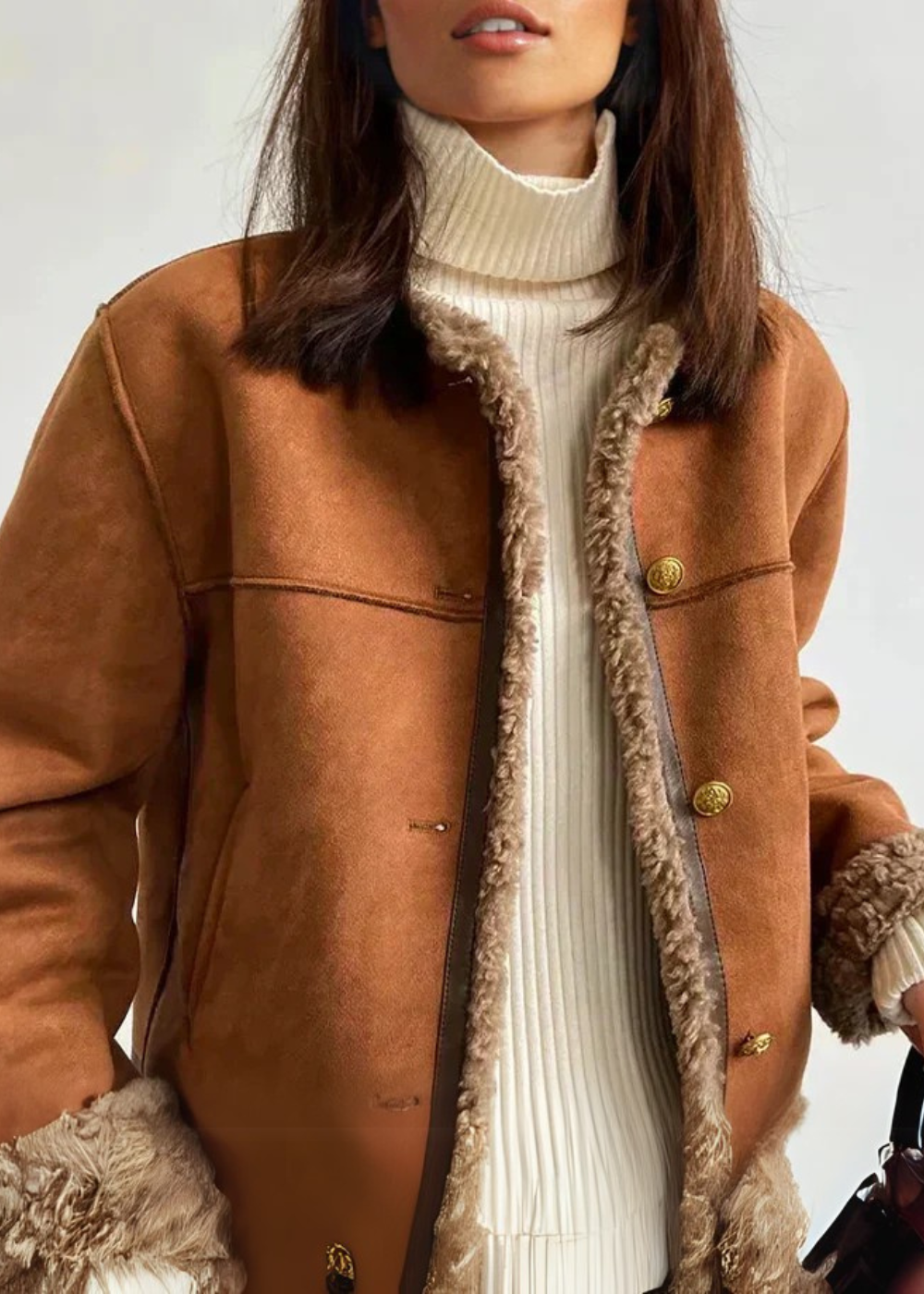 Ruby Jacke mit Shearling‑Futter – Damen Langärmlige Außenjacke