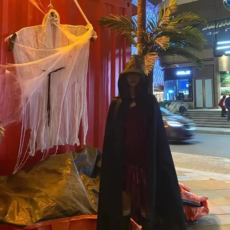 Kapuzenumhang Polyester Baumwolle | Bodenlanger Kostümumhang | Integrierte Kapuze für Halloween, Cosplay & Themenpartys | Schmid