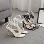 Damen | Sommerheels mit Kreuzriemen | Offene Sandalen für Alltag und Fest | Schmid