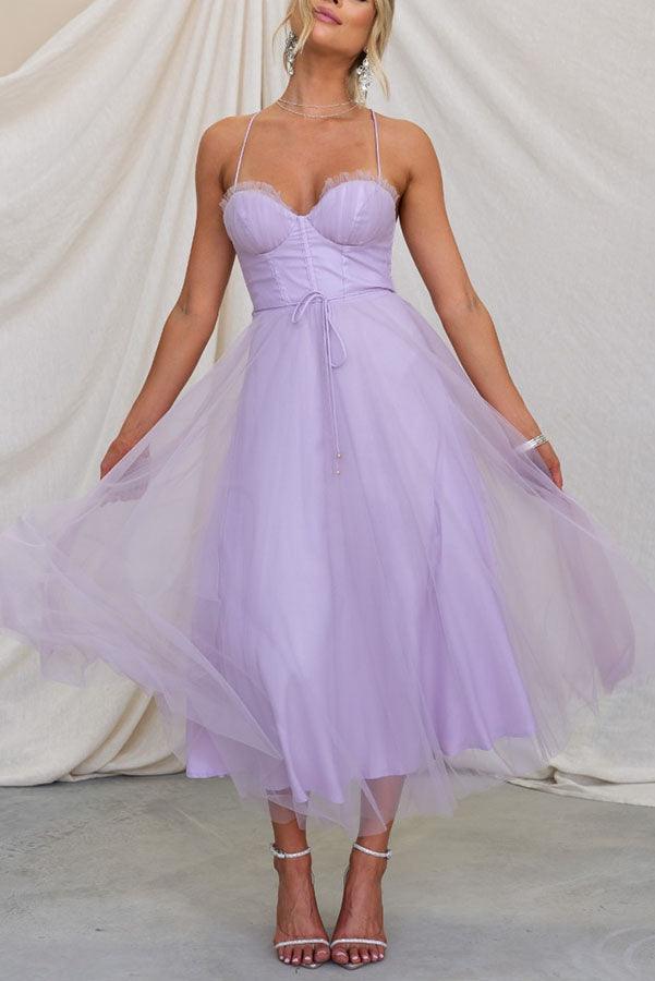 Damen Maxikleid aus Chiffon – ärmellos, Träger, Knöchellang