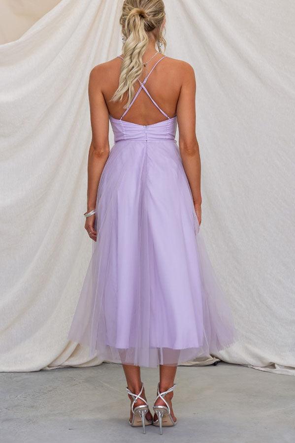 Damen Maxikleid aus Chiffon – ärmellos, Träger, Knöchellang