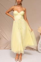 Damen Maxikleid aus Chiffon – ärmellos, Träger, Knöchellang