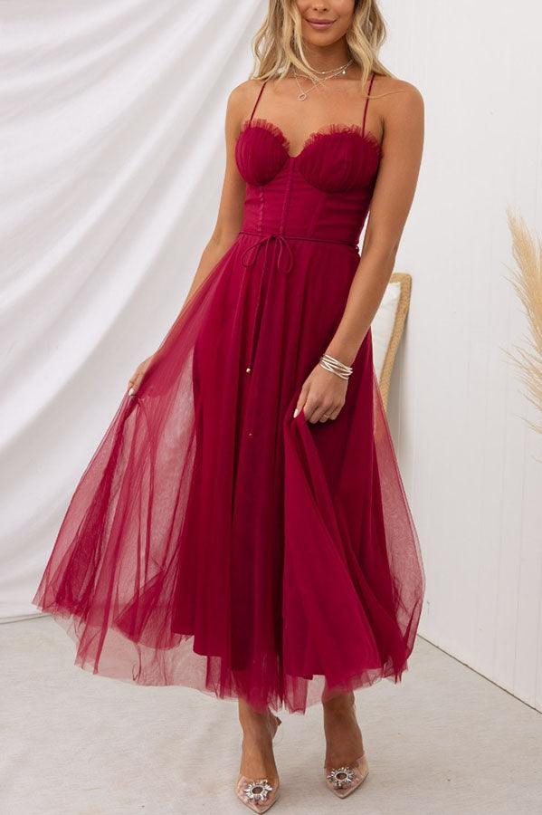 Damen Maxikleid aus Chiffon – ärmellos, Träger, Knöchellang