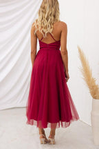 Damen Maxikleid aus Chiffon – ärmellos, Träger, Knöchellang