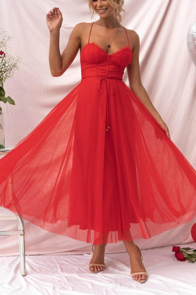 Damen Maxikleid aus Chiffon – ärmellos, Träger, Knöchellang
