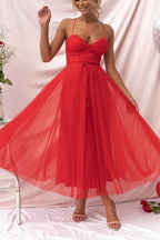 Damen Maxikleid aus Chiffon – ärmellos, Träger, Knöchellang