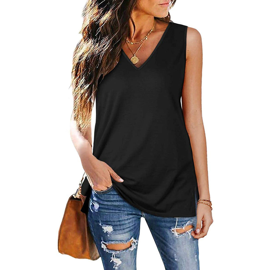 Damen Top aus Baumwolle | Ärmelloses V-Ausschnitt Top | Leichter Sommerstil für Alltag und Freizeit | Schmid
