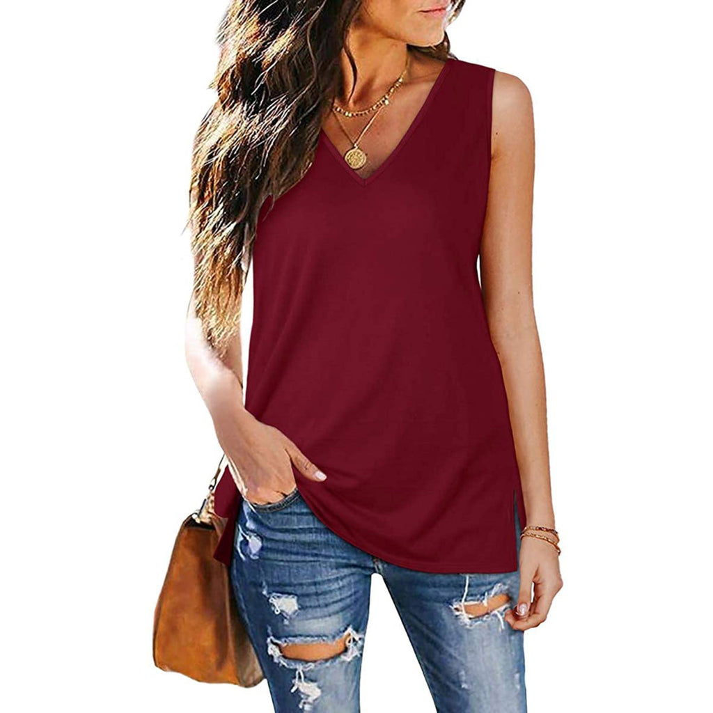 Damen Top aus Baumwolle | Ärmelloses V-Ausschnitt Top | Leichter Sommerstil für Alltag und Freizeit | Schmid