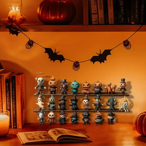 Halloween Countdown Box PVC-Mix | 31 Mini Figuren & Dekorationen | 30 × 24 × 2,8 cm Saisonales Countdown-Set | Schmid