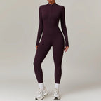 Stephanie | Langärmeliger Jumpsuit Mit Hohem Kragen und Reißverschluss